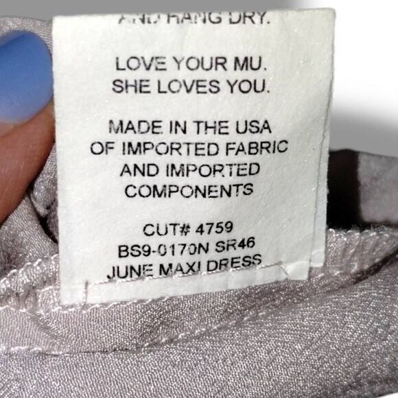 MuMu Womens‎ June Maxi Dress Size Large Beige Chiffon Princess core Wedding Prom - Picture 8 of 14